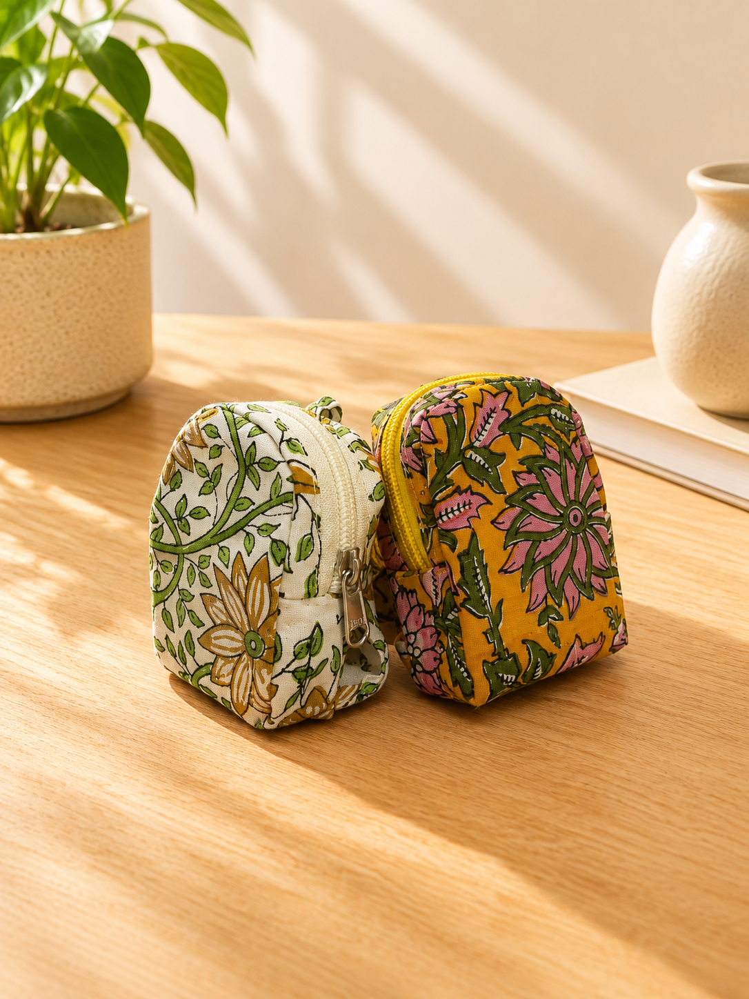 Mini Hand Block Printed Multipurpose Bag - Set of 2 